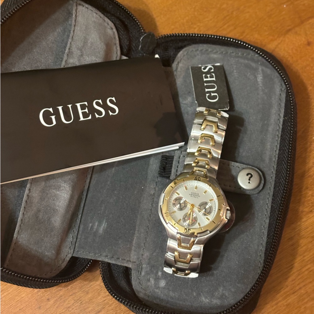 GUESS NWT Waterpro Steel Chronograph Two Tone Bracelet Watch